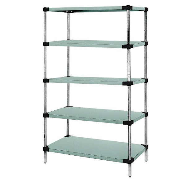 Quantum Storage Systems 5 Stainless Steel Solid Shelf Starter Kit, 21"X60"X86"