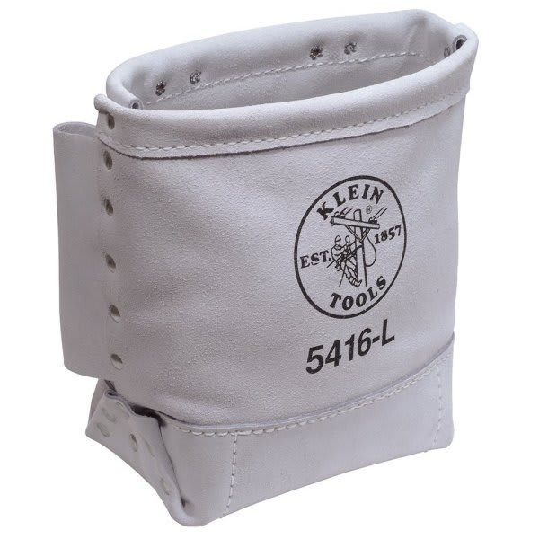 Klein Tools White Leather Bull Pin And Bolt Bag 9" With Tunnel Loop