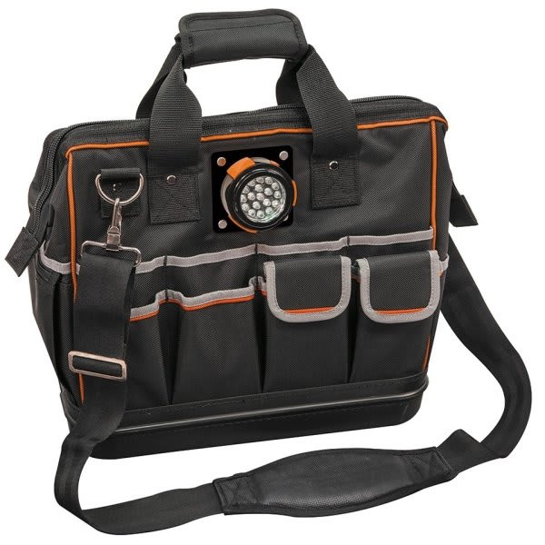 Klein Tools Tradesman Pro Black Polyester Lighted Tool Bag 15-1/4"