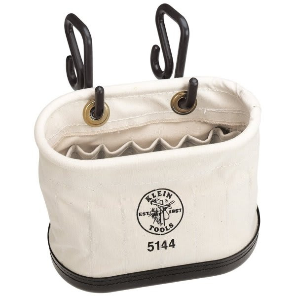 Klein Tools Beige 15-Pocket Canvas Oval Aerial Bucket 14" With Hook