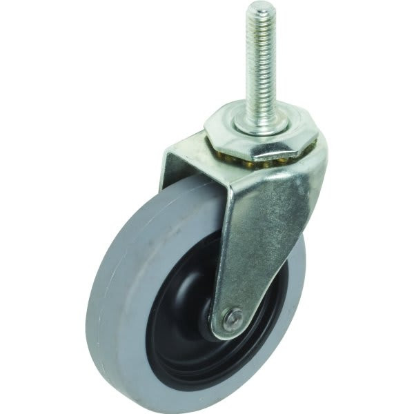 Shepherd 3" Rubber Gray Non-Marking Wheel Swivel Caster - Threaded Stem
