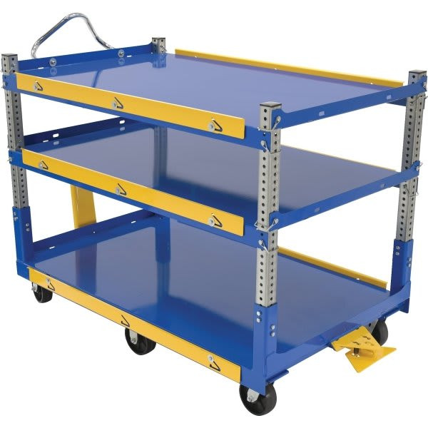 Vestil Blue Adjustable Ergo Cart 36 X 60" With Glass-Filled Nylon Wheels