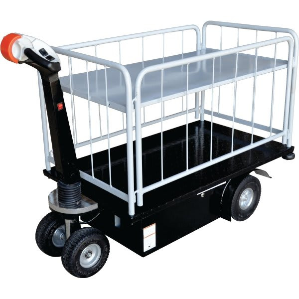 Vestil Black 2-Shelf Side Load Traction Drive Cart