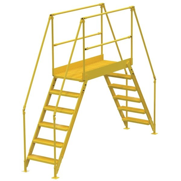 Vestil Yellow Steel 6-Step Tall Crossover Ladder 60"