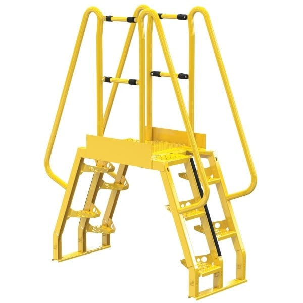 Vestil Yellow Steel 5-Step Alternating Crossover Ladder 66 X 81"