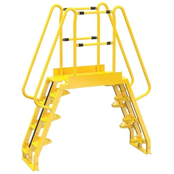 Vestil Yellow Steel 7-Step Alternating Crossover Ladder 74 X 91"