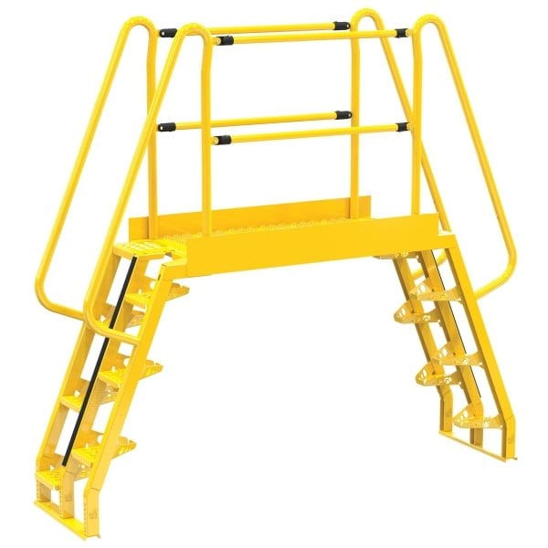 Vestil Yellow Steel 7-Step Alternating Crossover Ladder 95 X 91"