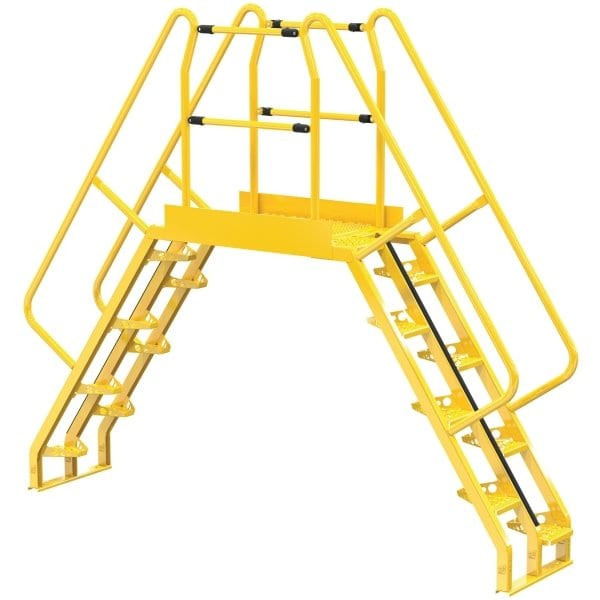 Vestil Yellow Steel 8-Step Alternating Crossover Ladder 126 X 103"