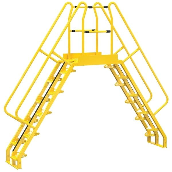 Vestil Yellow Steel 10-Step Alternating Crossover Ladder 129 X 115"