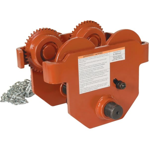 Vestil 6000 Lb Capacity Orange Geared Eye Hand Trolley