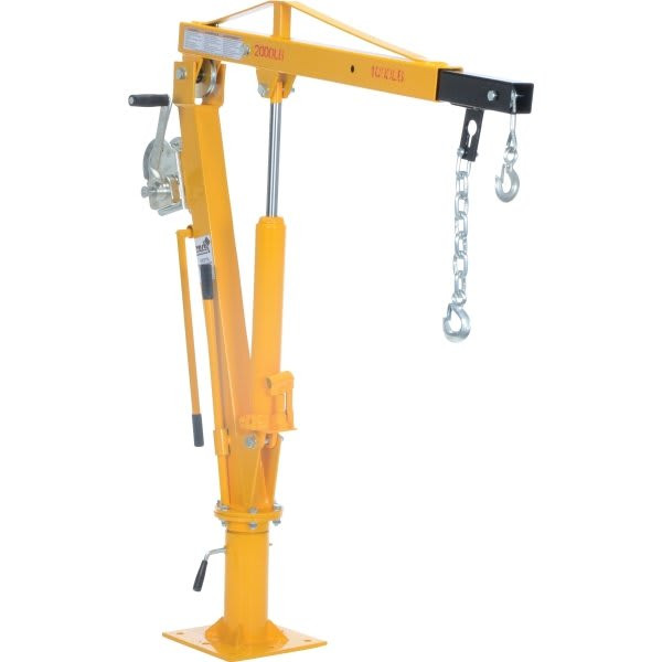 Vestil 2000 Lb Capacity Yellow Hand Pump Winch Operated Truck Jib Crane