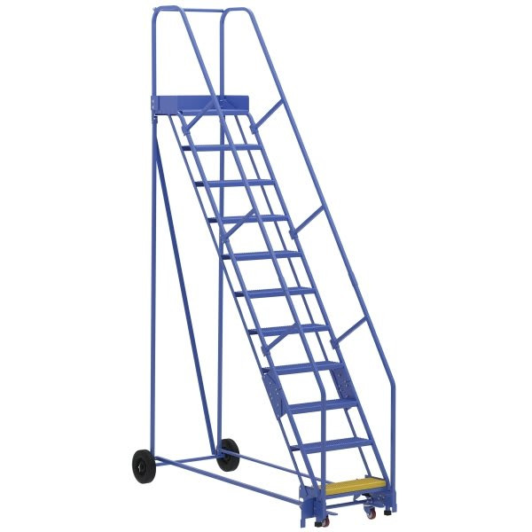 Vestil 58° Perforated 11-Step Rolling Warehouse Ladder 85.06"