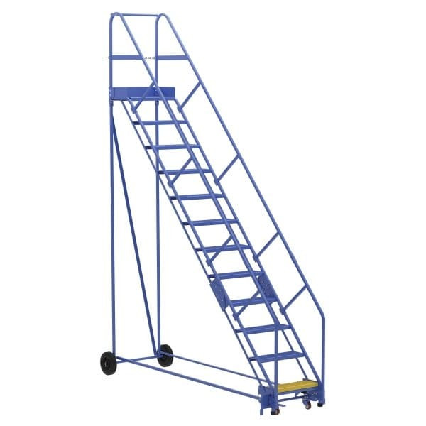 Vestil 50° Perforated 12-Step Rolling Warehouse Ladder 110.88"