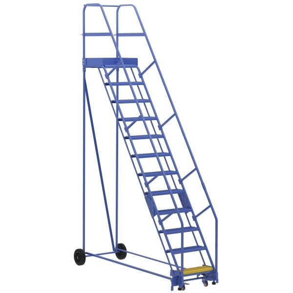 Vestil 58° Grip Strut 12-Step Rolling Warehouse Ladder 97.5"