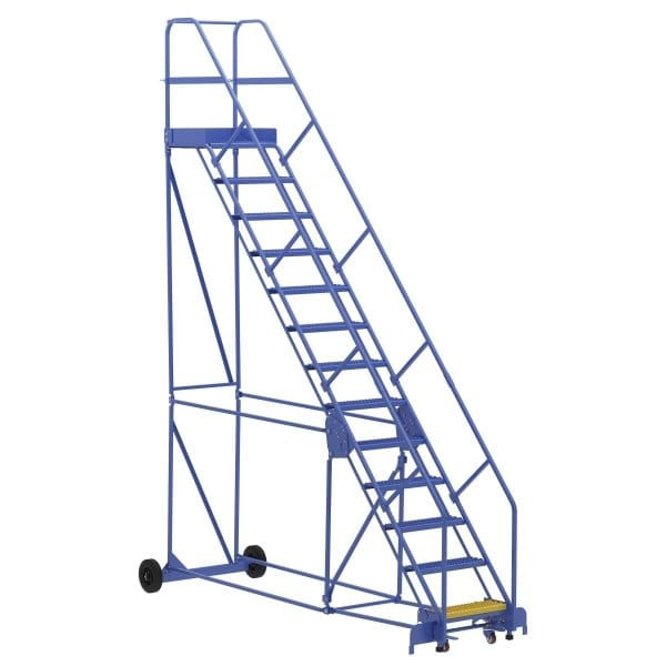 Vestil 50° Grip Strut 13-Step Rolling Warehouse Ladder 127.88"