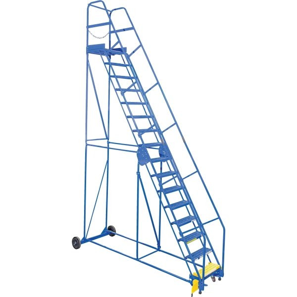 Vestil 58° Grip Strut 16-Step Rolling Warehouse Ladder 122.25"