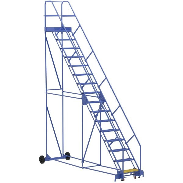 Vestil 50° Perforated 16-Step Rolling Warehouse Ladder 151.81"