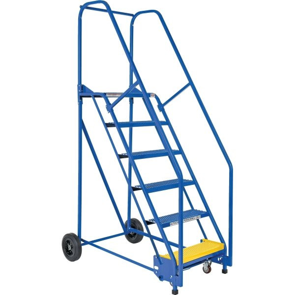 Vestil 58° Perforated 6-Step Rolling Warehouse Ladder 53.94"