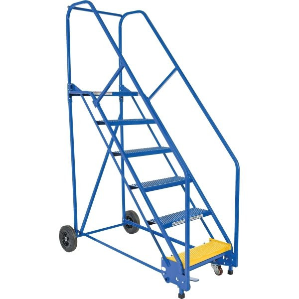 Vestil 50° Perforated 6-Step Rolling Warehouse Ladder 62.38"