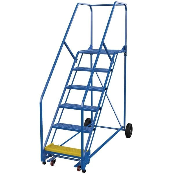 Vestil 50° Perforated 6-Step Rolling Warehouse Ladder 70.94"
