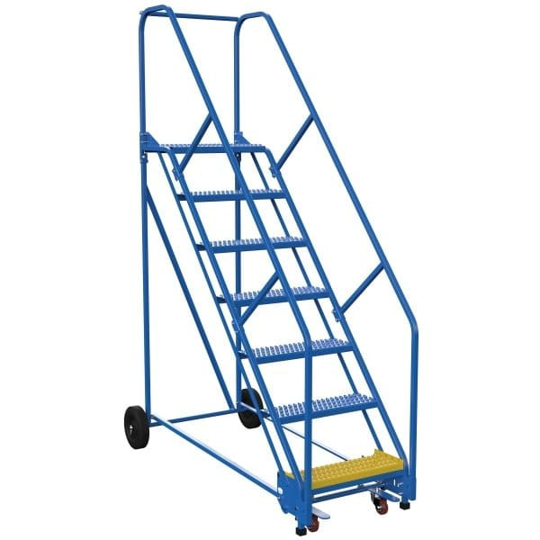 Vestil 50° Grip Strut 7-Step Rolling Warehouse Ladder 70.88"