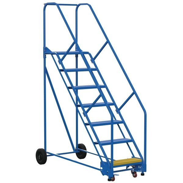 Vestil 50° Perforated 7-Step Rolling Warehouse Ladder 70.88"