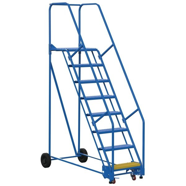 Vestil 58° Grip Strut 8-Step Rolling Warehouse Ladder 72.63"
