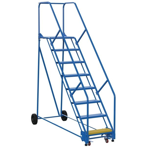 Vestil 50° Perforated 8-Step Rolling Warehouse Ladder 91.56"