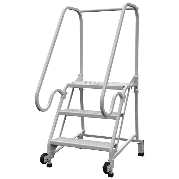 Vestil 58° Perforated Grip Strut 3-Step Fda Tip-N-Roll Ladder 34.06 X 29.5"