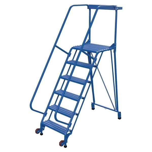 Vestil 58° Grip Strut 6-Step Tip-N-Roll Straddle Ladder 68.25 X 29.5"