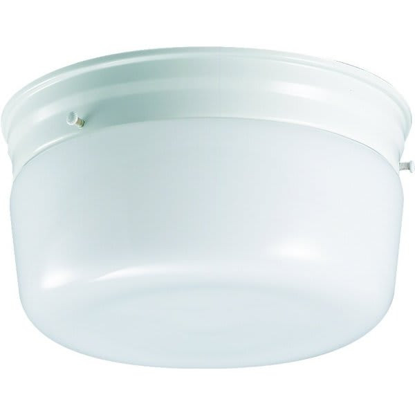 10-Inch Drum 2-Light 60w Incandescent Flush Mount Light, White 322000