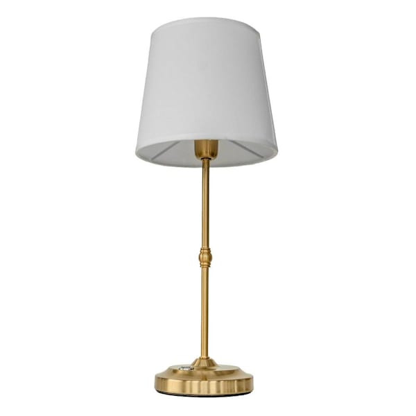 American Tack & Hardware Galena Rechargeable Table Lamp W/ Cloth Style Shade BL-11GALE-BG