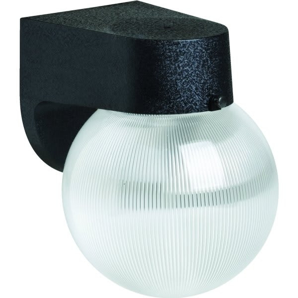 Seasons 6 In Outdoor Led Flush-Mount Wall Porch Light W/ Clear Prismatic Globe (Black)