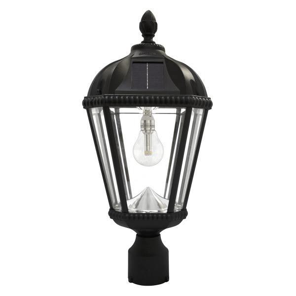 Gama Sonic Royal Bulb Solar Lamp 3 Inch Fitter Mount, 2700k, Black Finish