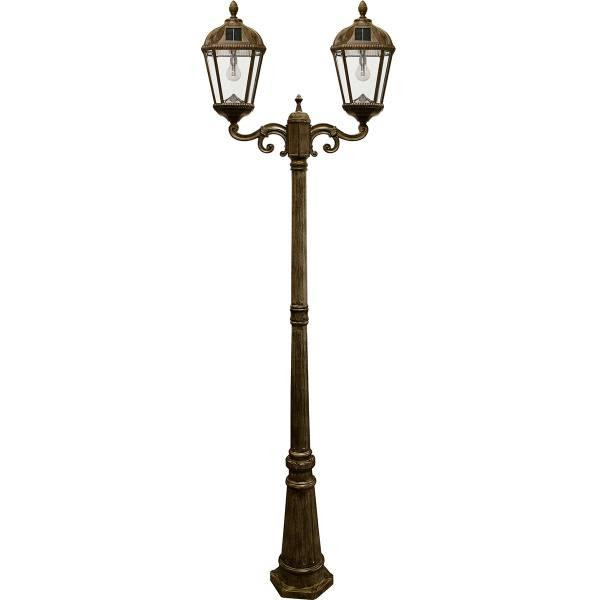 Gama Sonic Royal Bulb Double Solar Lamp And Post 89-Inch 240lm Weathered Bronze