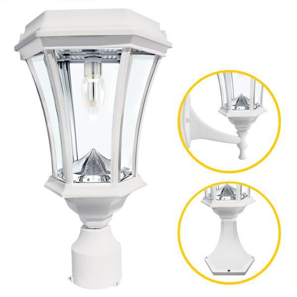 Gama Sonic Victorian Bulb Solar Light Wall/Pier/3 Inch Fitter Mounts White