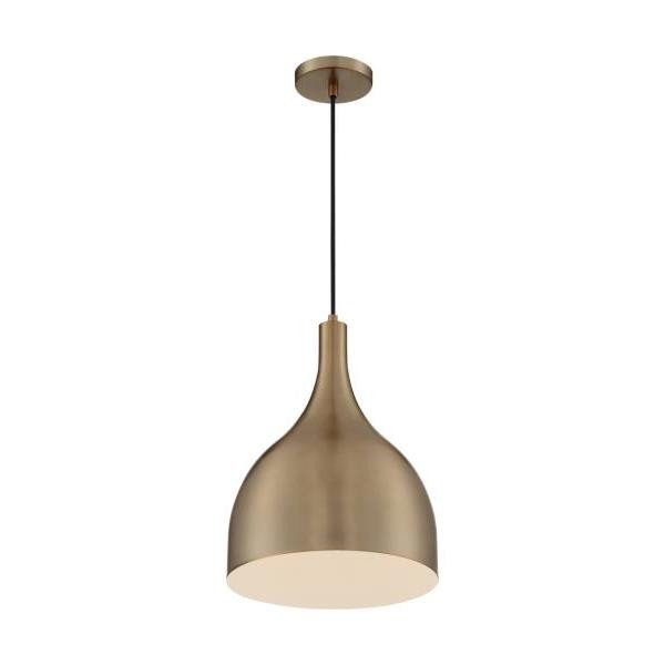 Satco Bellcap 1 Light Large Pendant Fixture, Burnished Brass Finish