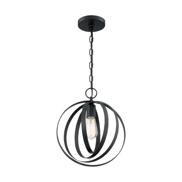 Satco Pendleton 1-Light Pendant Fixture, Matte Black Finish