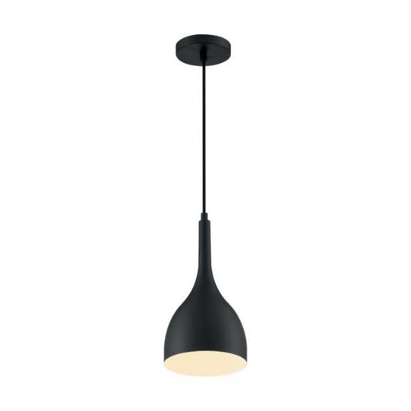 Satco Bellcap 1 Light Small Pendant Fixture, Matte Black Finish