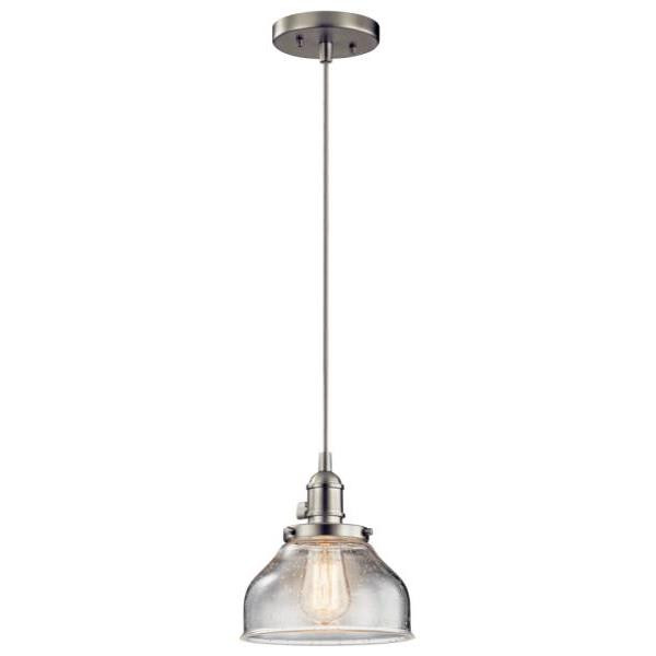 Kichler Avery 8 In. 1-Light Schoolhouse Pendant Fixture (Brushed Nickel)
