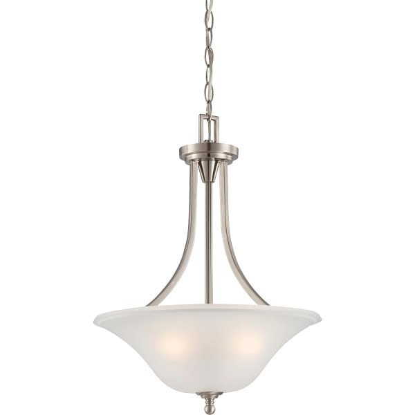 Satco 3 Light Pendantbrushed Nickel Incandescent Frosted Glass