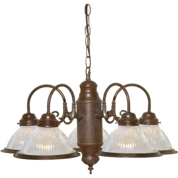 Satco 5-Light Indoor Chandelier (Old Bronze) (Clear Glass)