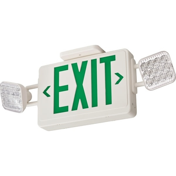 Lithonia Lighting Thermoplastic LED Exit/Unit Combo, Red/Green, Battery, Square Ecrg Ho Sq M6