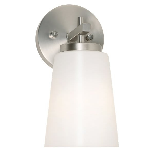 AFX Joanna 11 In. Medium Base Wall Sconce Satin Nickel 120v White Glass Shade
