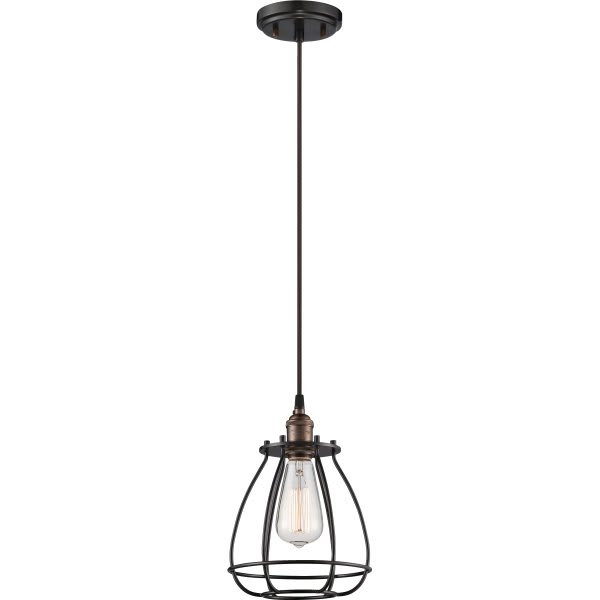 Nuvo Lighting 7 In. 1-Light Pendant Fixture W/ Pear Wire Shade (Rustic Bronze)