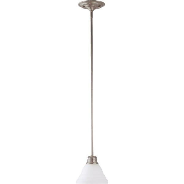 Satco Nuvo Brushed Nickel Empire One-Light 7 Mini Pendant, Frosted White Glass