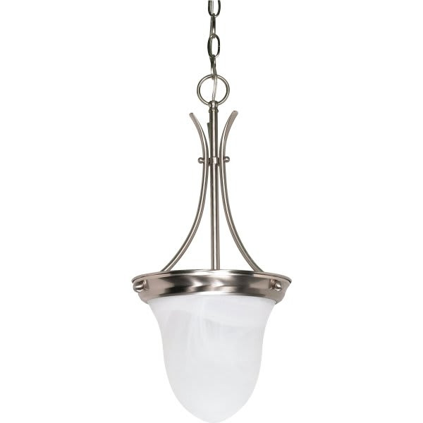 Satco Nuvo Brushed Nickel One-Light 10 Pendant With Alabaster Glass Bell