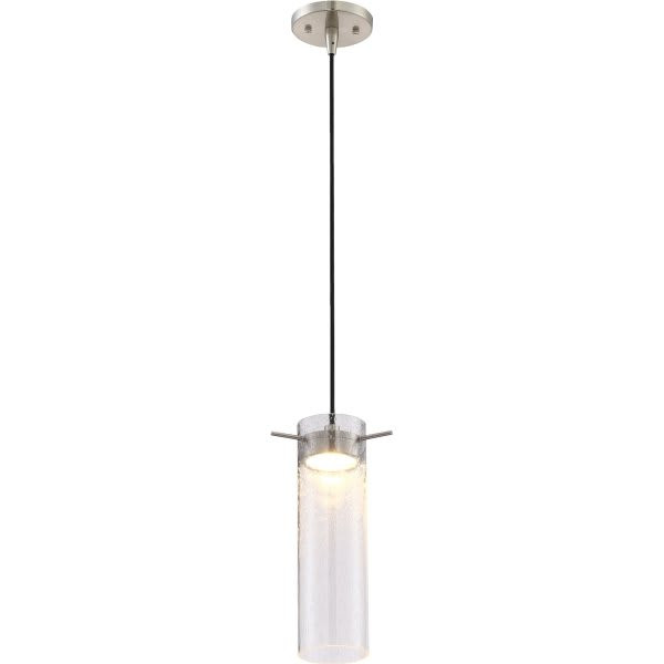 Satco Pulse 3 In. 1-Light Mini Pendant Fixture W/ Clear Seeded Glass (Brushed Nickel)