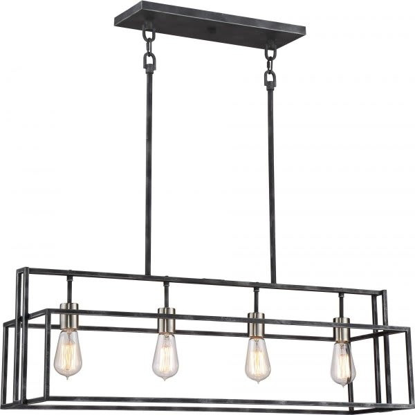 Satco Nuvo Iron Black Lake Four-Light Island Pendant