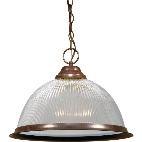 Satco Nuvo Old Bronze One-Light 15 Pendant With Clear Prismatic Dome